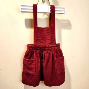 Wonder Nation Girls Red Corduroy Pinafore Dress Size 3T